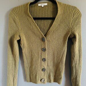 Madewell Ribbed Cardigan Sweater (Green)